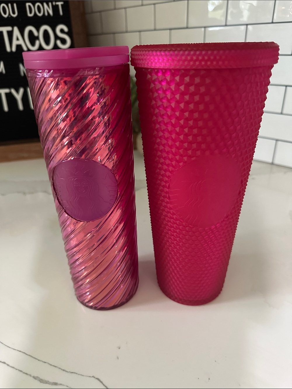 Starbucks Pink Textured & Swirl Tumbler Duo